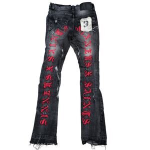 FWRD Denim Sinners × Saints Fit 3 Stacked Black Distressed Jeans Kids 10 Urban